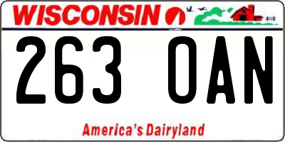 WI license plate 263OAN