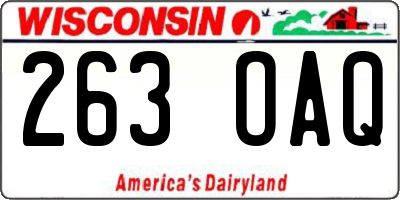WI license plate 263OAQ