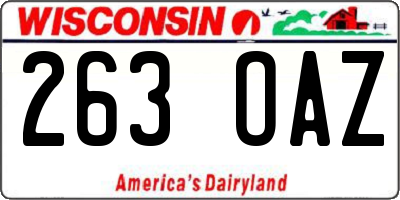 WI license plate 263OAZ