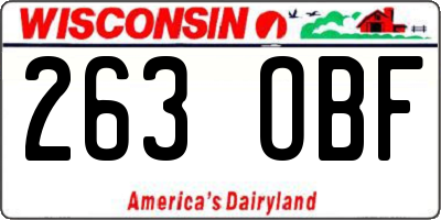 WI license plate 263OBF