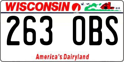 WI license plate 263OBS