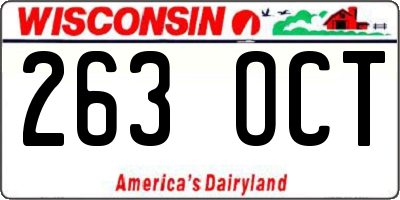 WI license plate 263OCT