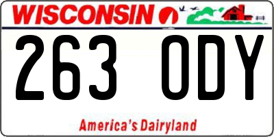 WI license plate 263ODY