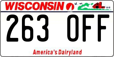 WI license plate 263OFF