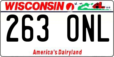 WI license plate 263ONL