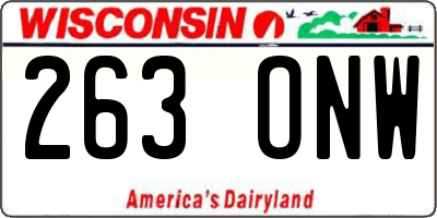 WI license plate 263ONW