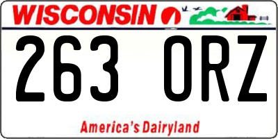 WI license plate 263ORZ