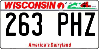 WI license plate 263PHZ