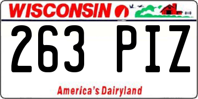 WI license plate 263PIZ