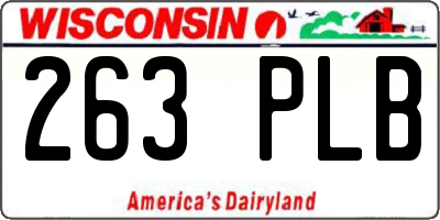 WI license plate 263PLB
