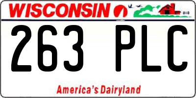 WI license plate 263PLC