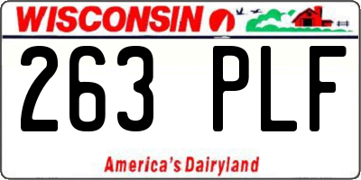 WI license plate 263PLF