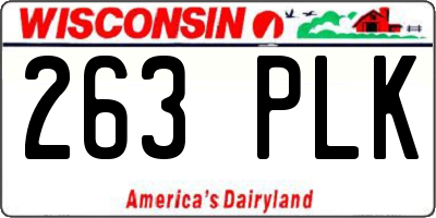 WI license plate 263PLK