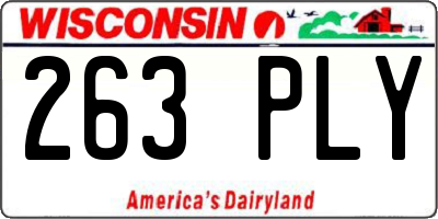 WI license plate 263PLY
