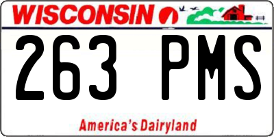 WI license plate 263PMS