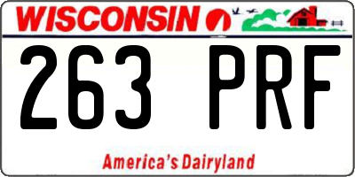 WI license plate 263PRF