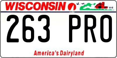 WI license plate 263PRO