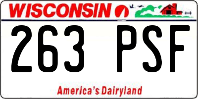 WI license plate 263PSF