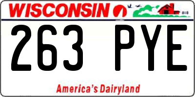 WI license plate 263PYE