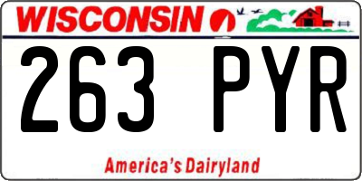 WI license plate 263PYR