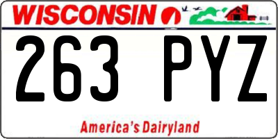 WI license plate 263PYZ