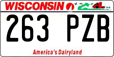 WI license plate 263PZB