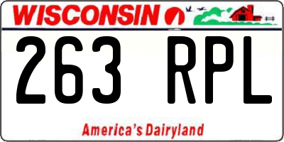 WI license plate 263RPL