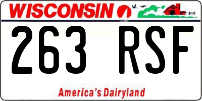 WI license plate 263RSF