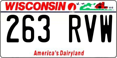 WI license plate 263RVW
