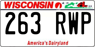 WI license plate 263RWP