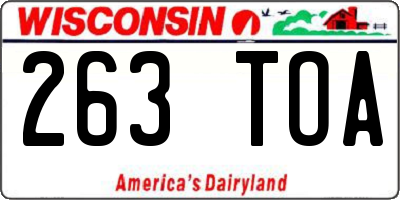 WI license plate 263TOA
