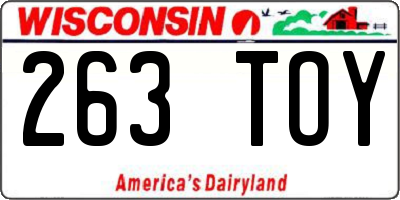 WI license plate 263TOY