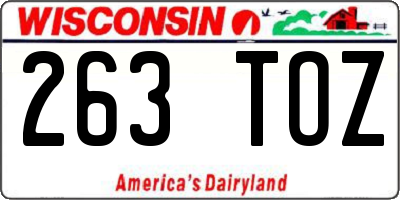 WI license plate 263TOZ