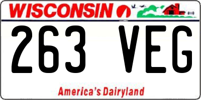 WI license plate 263VEG