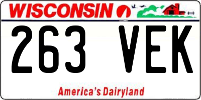 WI license plate 263VEK
