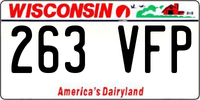 WI license plate 263VFP