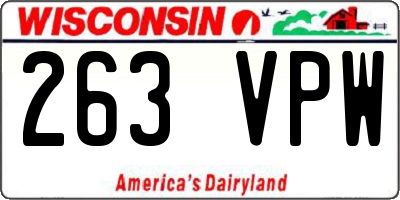 WI license plate 263VPW