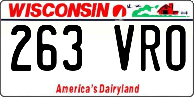 WI license plate 263VRO