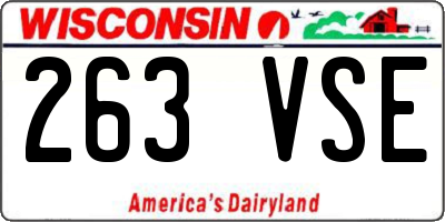 WI license plate 263VSE