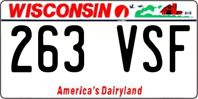 WI license plate 263VSF