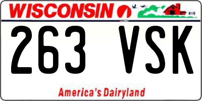 WI license plate 263VSK