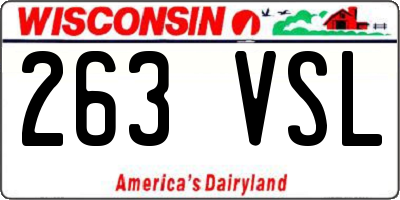 WI license plate 263VSL