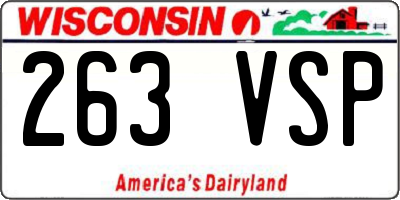 WI license plate 263VSP