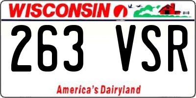 WI license plate 263VSR
