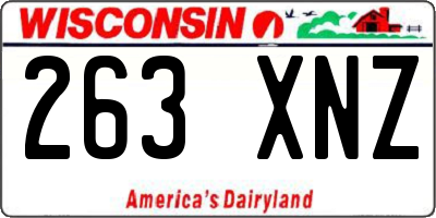 WI license plate 263XNZ