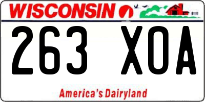 WI license plate 263XOA