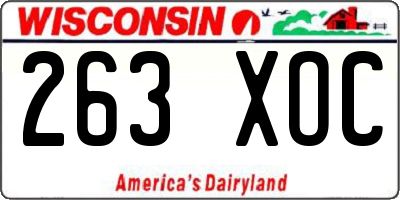 WI license plate 263XOC