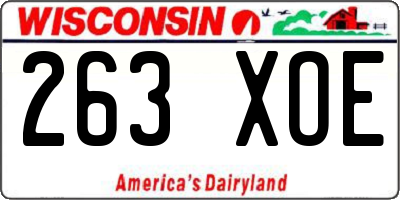 WI license plate 263XOE