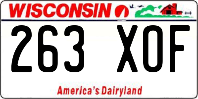 WI license plate 263XOF