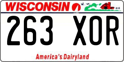 WI license plate 263XOR